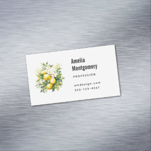 Lemon Bouquet with White Blossoms Magnetic Business Card