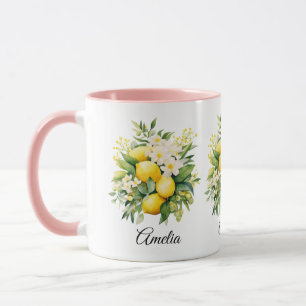 Lemon Bouquet with White Blossoms Mug