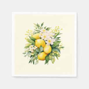 Lemon Bouquet with White Blossoms Napkin