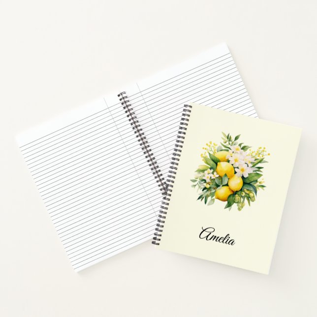 Lemon Bouquet with White Blossoms Notebook (Inside)