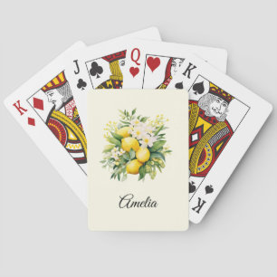 Lemon Bouquet with White Blossoms Playing Cards