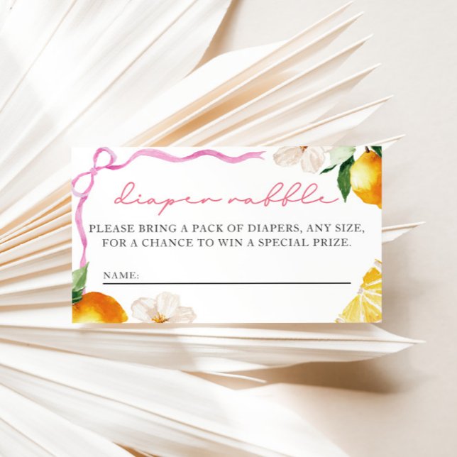 Lemon & Bows Baby Shower Diaper Raffle Entry  Enclosure Card (Lemons & Bows Diaper Raffle Entry Card)