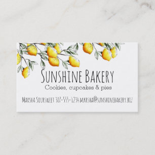 lemon branch bakery chef catering business card