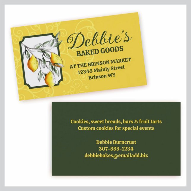 lemon branch baking bakery pastry chef catering business card (Creator Uploaded)