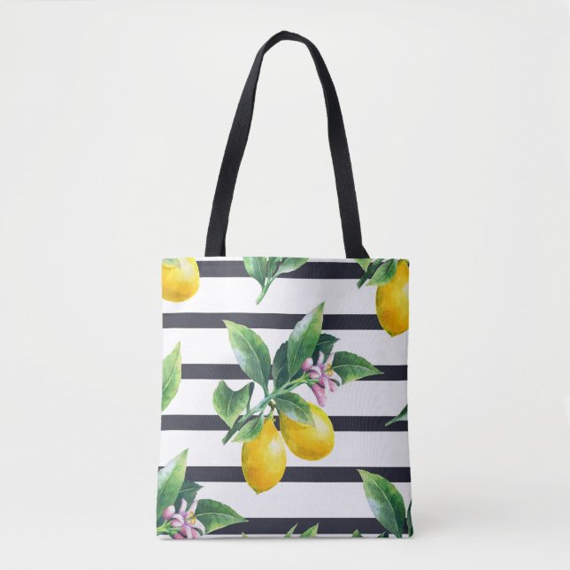 Lemon Branch: Citrus Watercolor Bliss Tote Bag (Front)