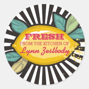 Lemon branch groovy rays chef catering bakery classic round sticker