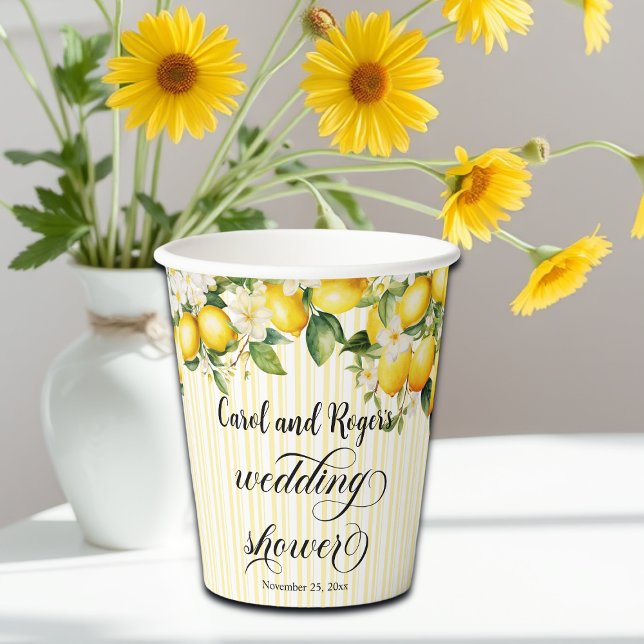 Lemon Branch Mediterranean Summer Wedding Shower Paper Cups (Creator Uploaded)