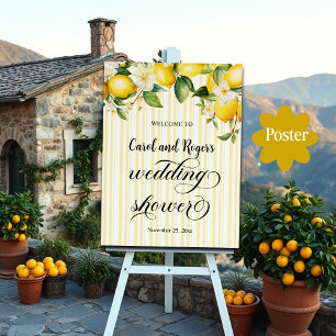 Lemon Branch Mediterranean Summer Wedding Shower Poster
