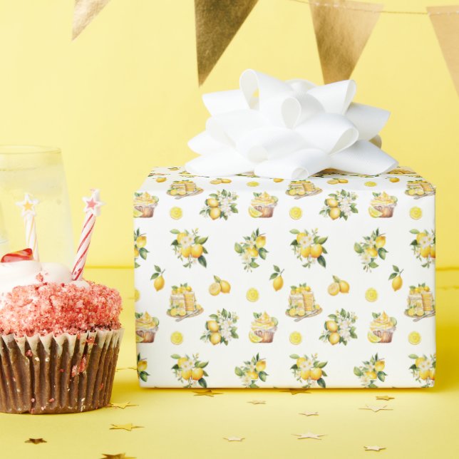 Lemon Branch Mediterranean Summer  Wrapping Paper (Birthday Party)