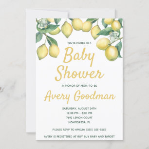 Lemon Branches Baby Shower Invitation