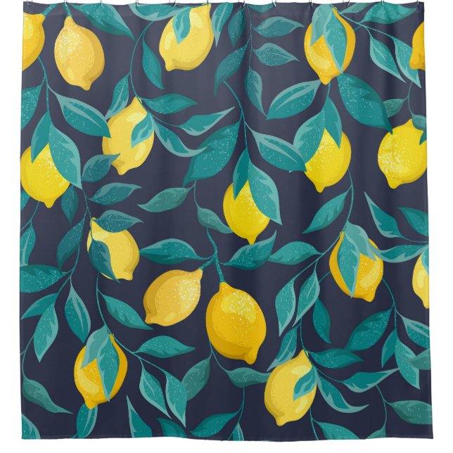 Lemon Branches: Blue Decorative Seamless (Front)