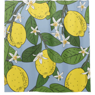 Lemon Branches: Blue Vintage Illustration