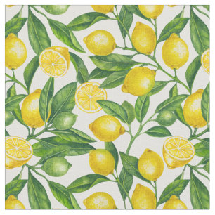 Lemon branches in green and yellow fabric