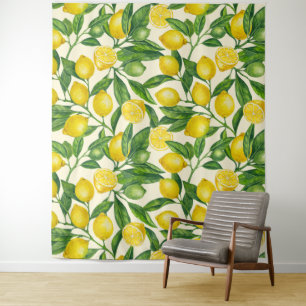 Lemon branches in green and yellow tapestry