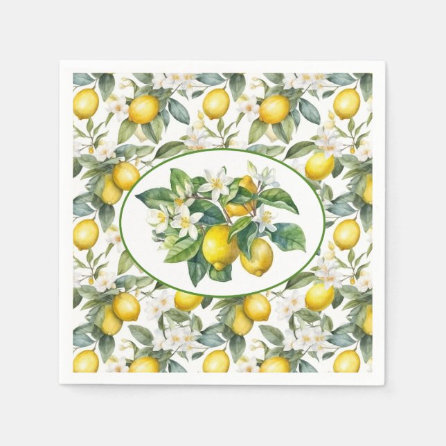 Lemon Branches Watercolor Napkin (Front)