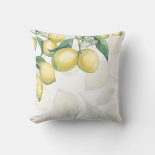 Lemon Branches White & Yellow Country Rustic Chic Throw Pillow