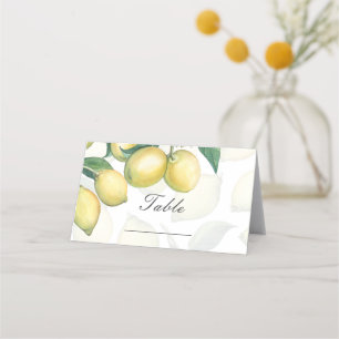 Lemon Branches White & Yellow Country Table Number Place Card