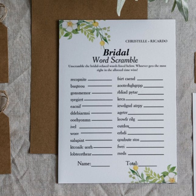 Lemon Bridal mot scramble carte de jeu de douche d (Créateur téléchargé)