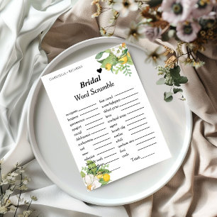 Lemon Bridal mot scramble carte de jeu de douche d