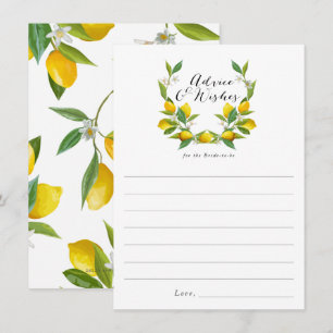 Lemon Bridal Shower advice and wishes cards