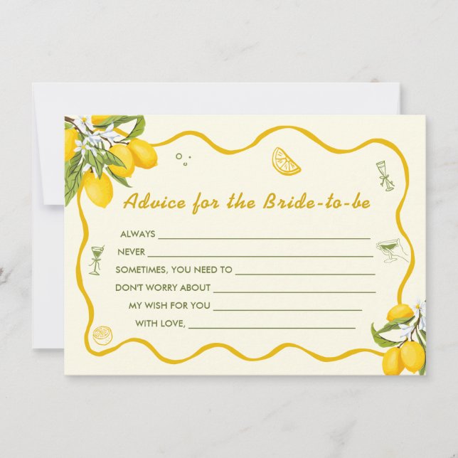 Lemon Bridal Shower Advice Card (Front)