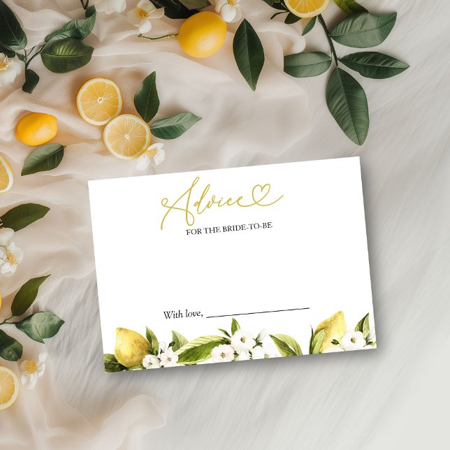 Lemon Bridal Shower Advice for the Bride Card (Creator Uploaded)