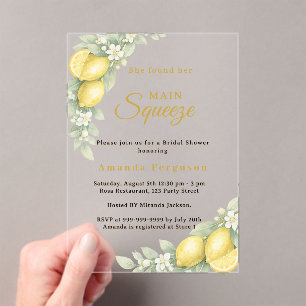 Lemon Bridal Shower citrus summer party Acrylic Invitations