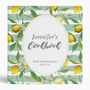 Lemon Bridal Shower Cookbook, Recipe Binder