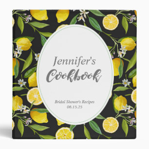 Lemon Bridal Shower Cookbook, Recipe Binder