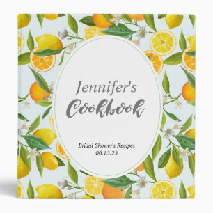 Lemon Bridal Shower Cookbook, Recipe Binder