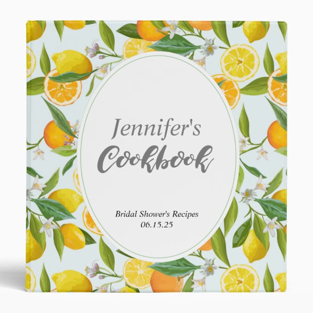 Lemon Bridal Shower Cookbook, Recipe Binder (Front)