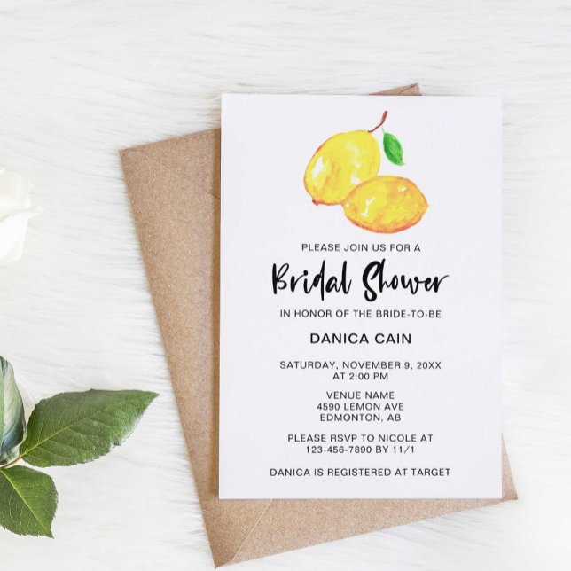Lemon Bridal Shower Elegant Minimalist simple Invitation (Creator Uploaded)