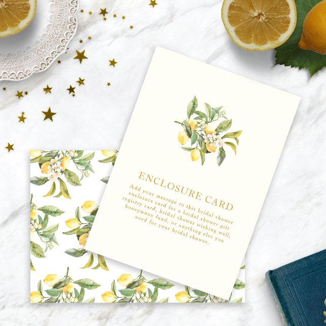 Lemon Bridal Shower Enclosure Card (Watercolor Lemon Floral Bridal Shower Enclosure Card by Painted Paperie
)