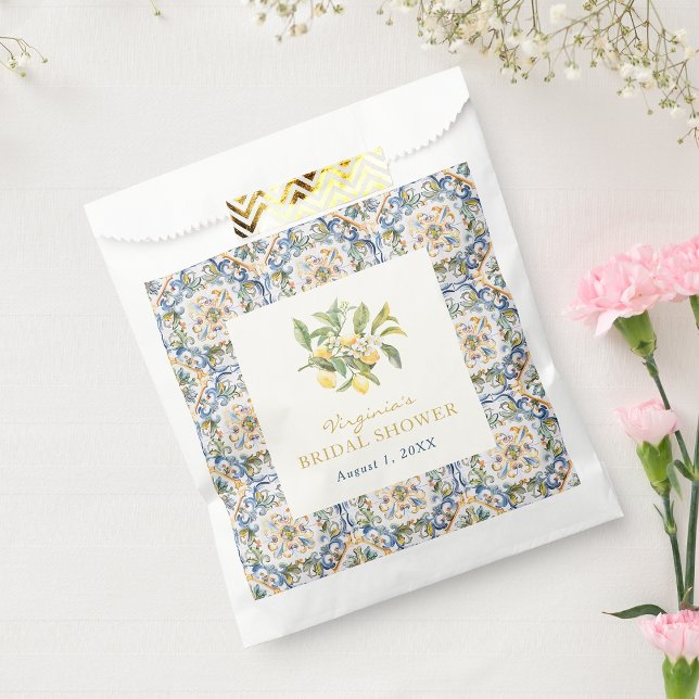 Lemon Bridal Shower Favour Bag (Elegant Italian Lemon Bridal Shower Favor Bag by Painted Paperie)