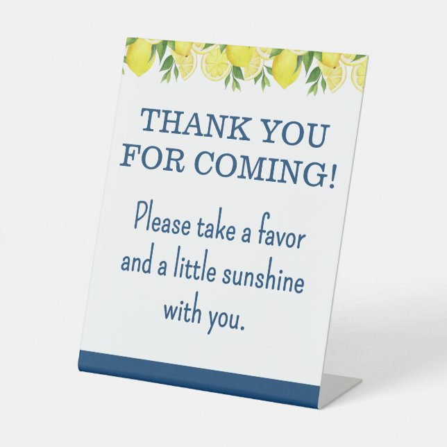 Lemon Bridal Shower Favour Table Pedestal Sign (Front)