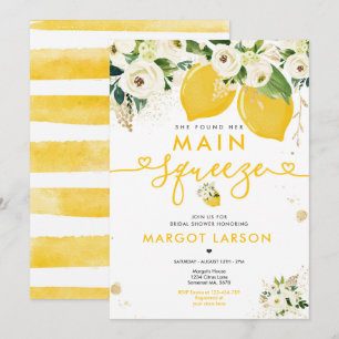Lemon Bridal Shower Floral Lemon Main Squeeze Invitation