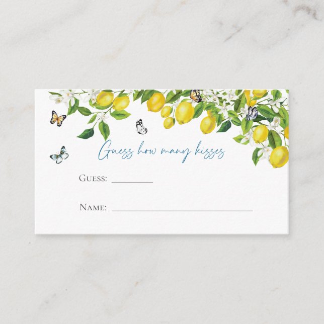 Lemon Bridal Shower | Guess How Many Kisses  Enclosure Card (Front)