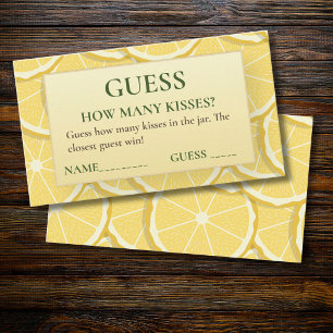Lemon Bridal Shower Guess How Many Kisses Game Enclosure Card