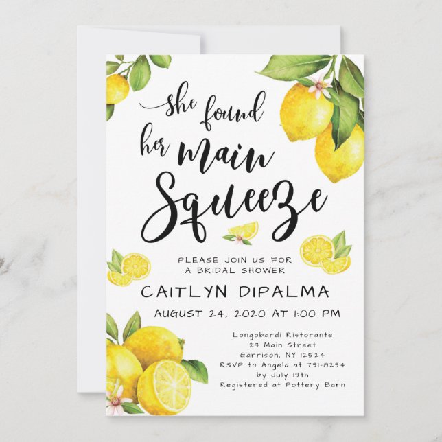 Lemon Bridal Shower Invitation (Front)