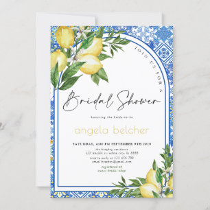 Lemon Bridal Shower - Italian Blue Tiles  Invitation