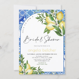 Lemon Bridal Shower - Italian Blue Tiles  Invitation