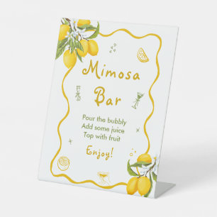 Lemon Bridal Shower Mimosa Bar Pedestal Sign