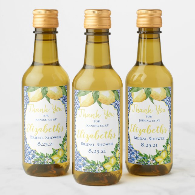 Lemon Bridal Shower Mini Wine Bottle Label (Bottles)