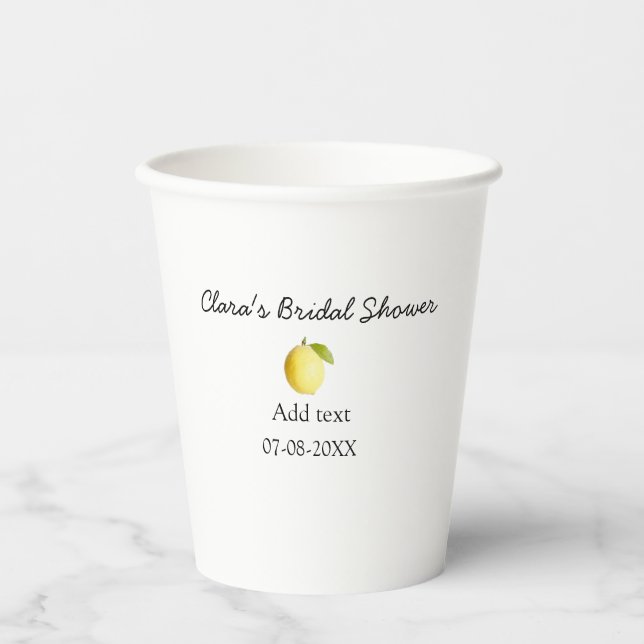 Lemon bridal shower modern simple minimal rustic b paper cups (Front)