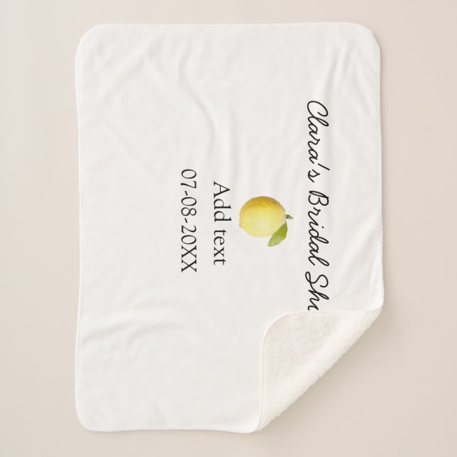 Lemon bridal shower modern simple minimal rustic b sherpa blanket (Front)
