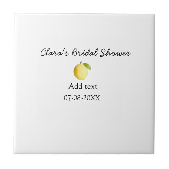 Lemon bridal shower modern simple minimal rustic b tile (Front)