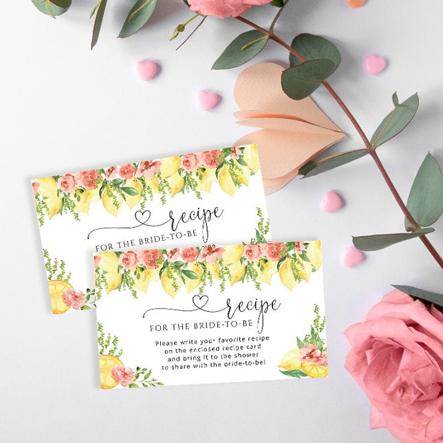 Lemon Bridal Shower Recipe Request Enclosure Card (Creator Uploaded)