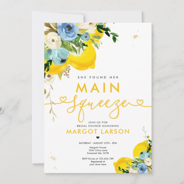 Lemon Bridal Shower She Found Her Main Squeeze Invitation (Front)