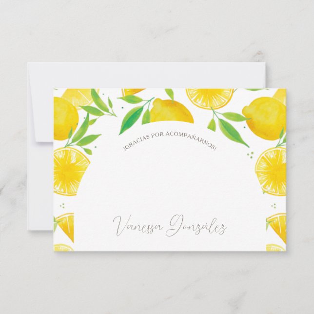 Lemon Bridal Shower Thank You Card (Front)