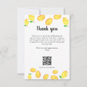 Lemon Bridal Shower Thank you Custom QR Code Card